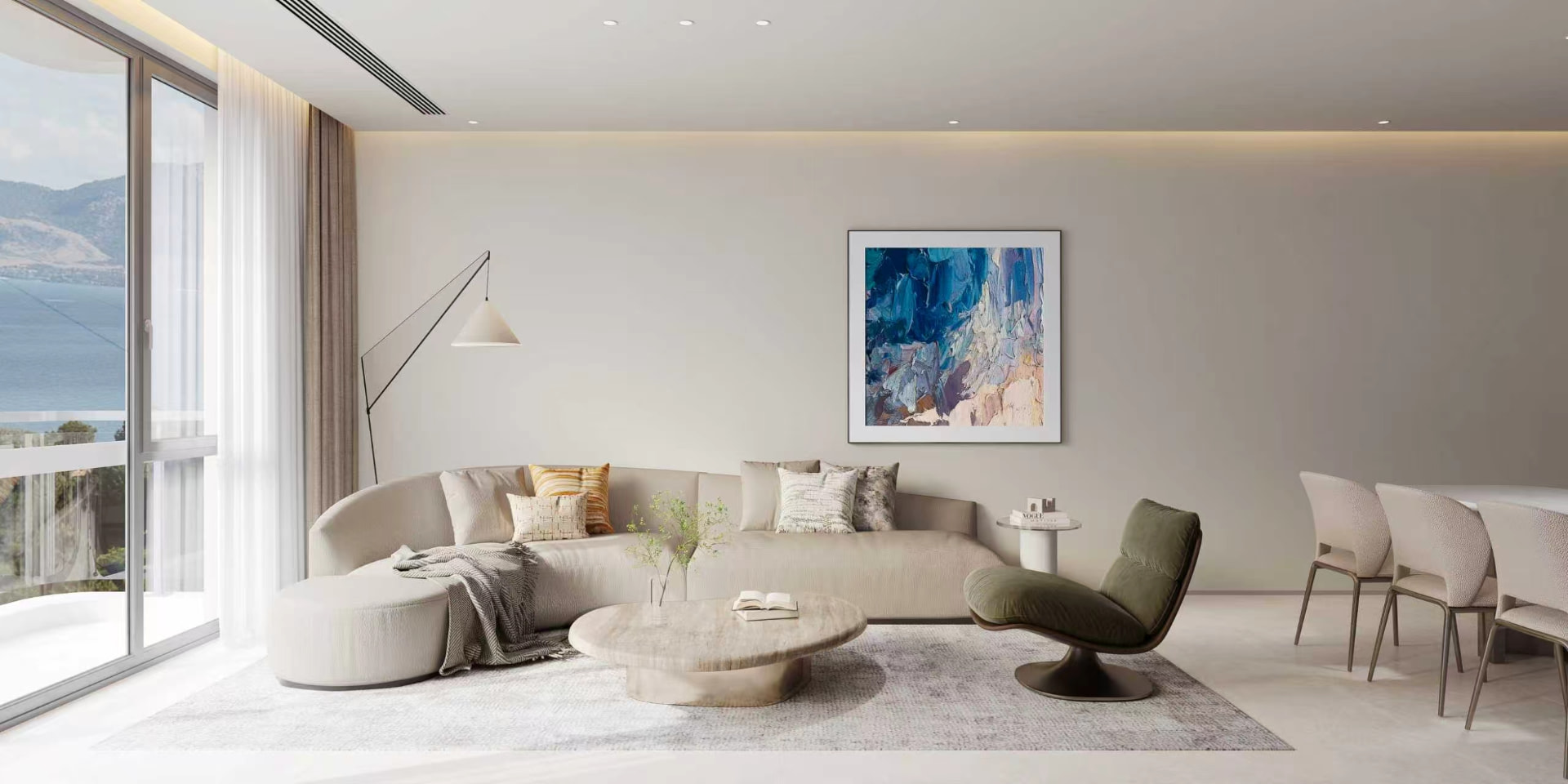 Azure Residences three bedroom — open-plan living and dining