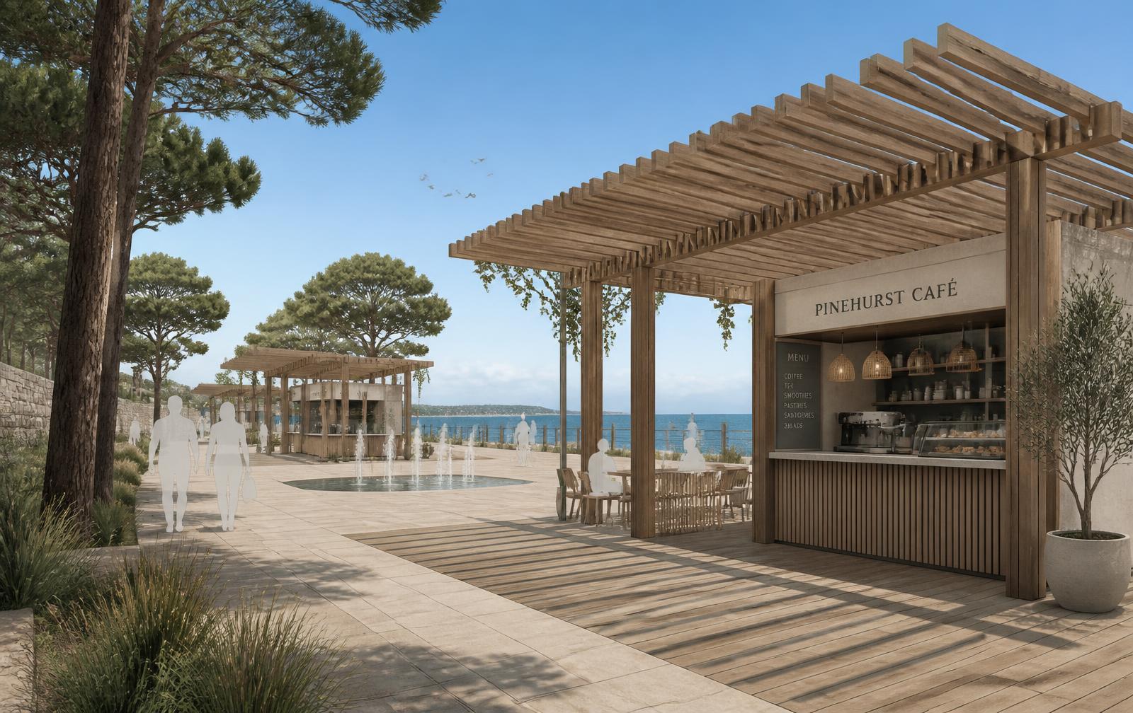 Waterfront coffee culture.