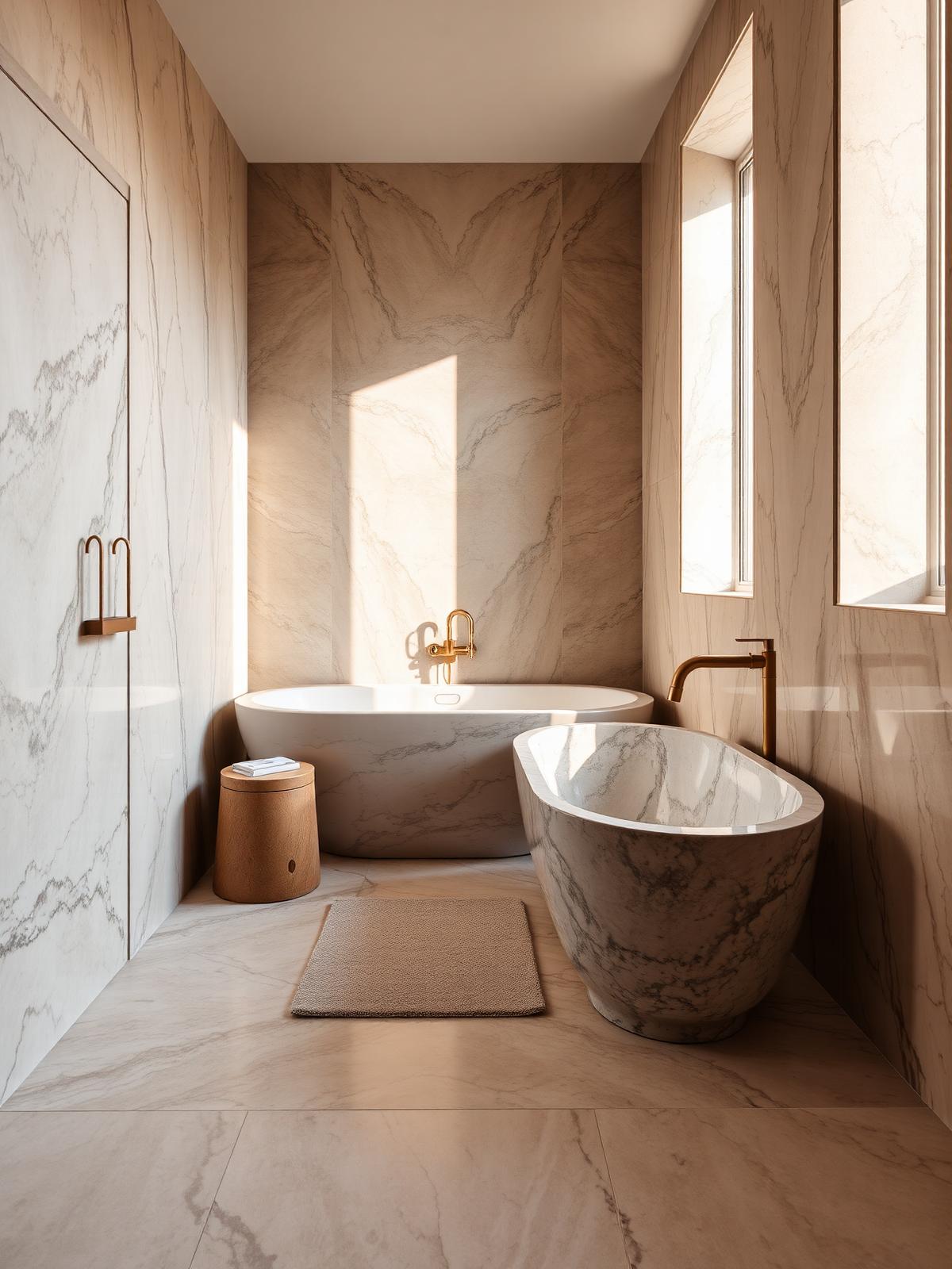 Book-matched stone bath